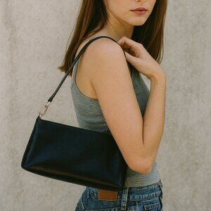 Vintage Y2K DKNY Black Leather Baguette Bag